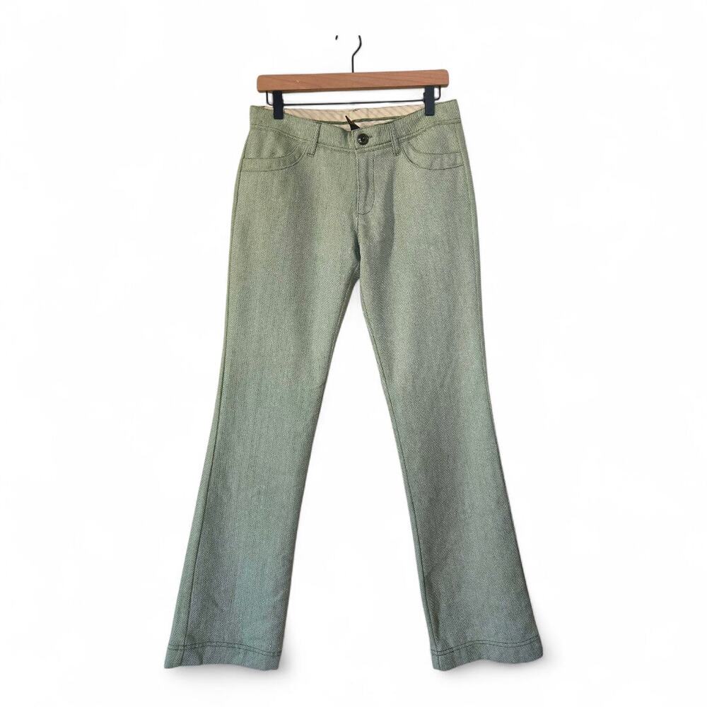Element Herringbone Wool Blend Pants Size 5 Green Bootcut Retro Y2K